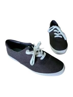 Keds shoes women size 7 canvas black white laces classic preppy casual